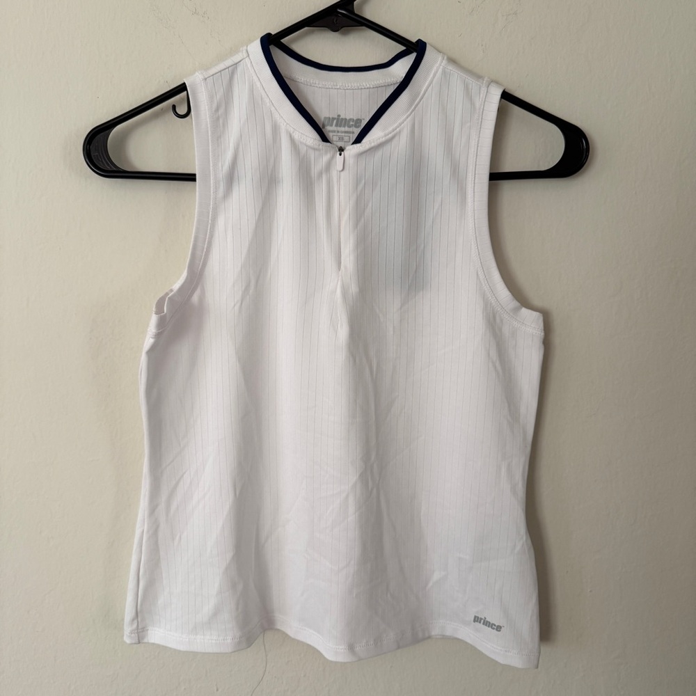 NWT Prince White Rib Polo Tank - Size XS
